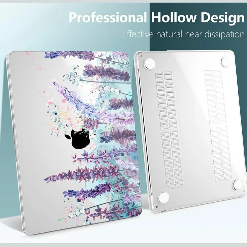 Floral MacBook Case with Purple Keyboard Cover